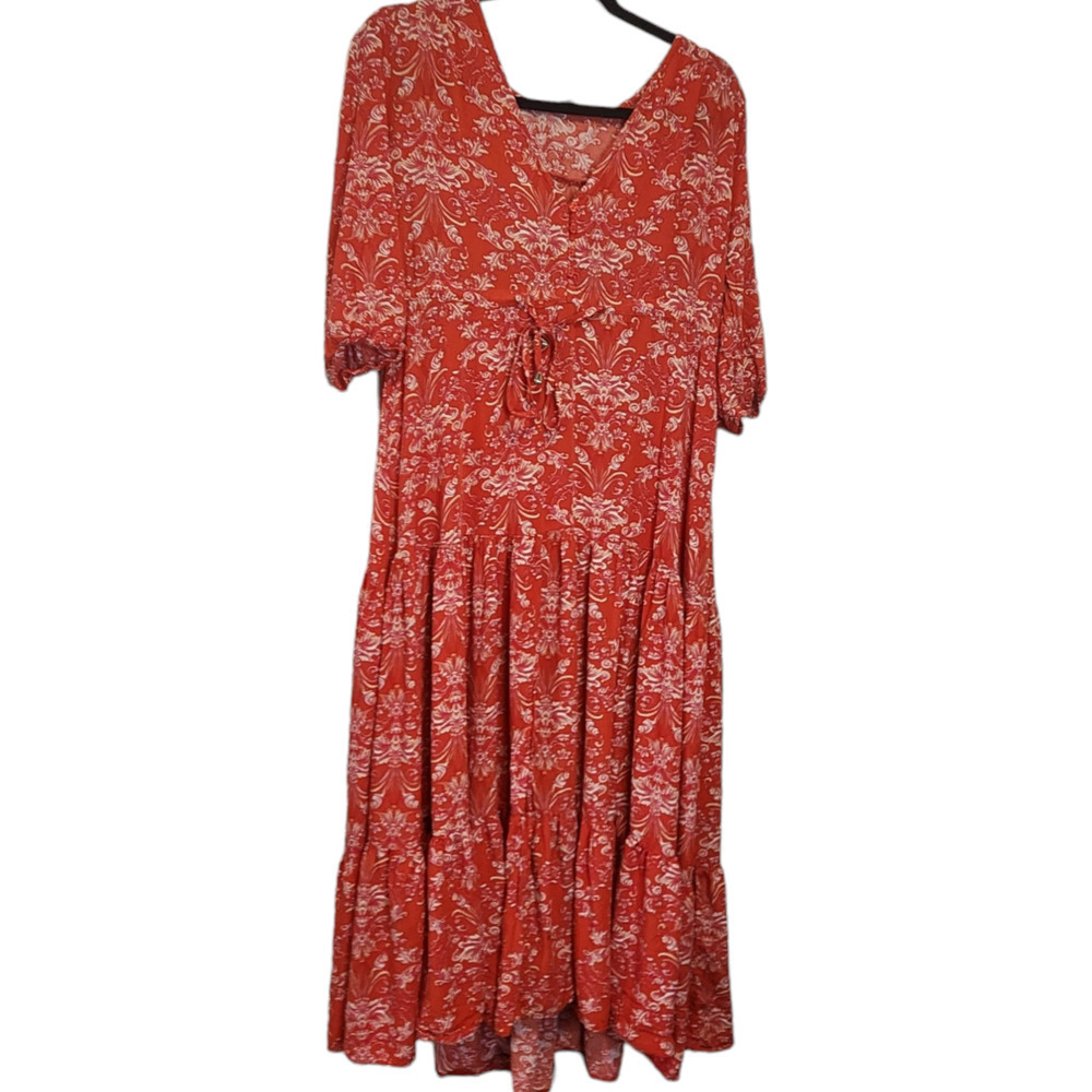 ABEL THE LABEL Strawberry Kisses Boho Maxi Dress Size S - Picture 3 of 10